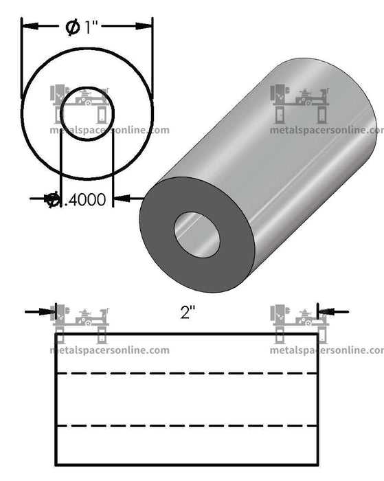 Black Aluminum Spacer 1" OD X 3/8" ID - Metal Spacers Online