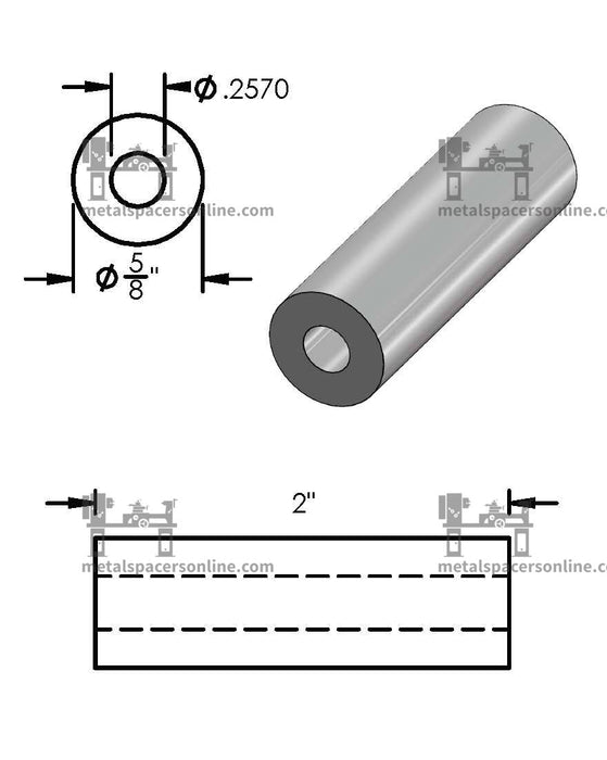 Black Aluminum Spacer 5/8" OD X 1/4" ID - Metal Spacers Online