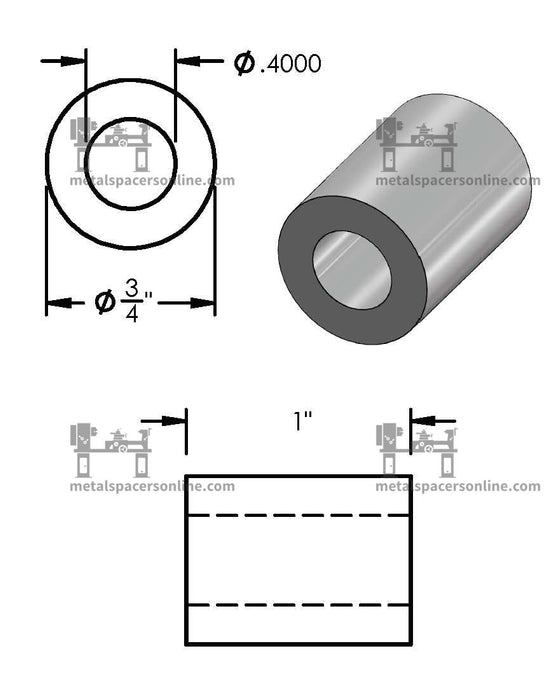 Mild Steel Spacer 3/4" OD X 3/8" ID - Metal Spacers Online