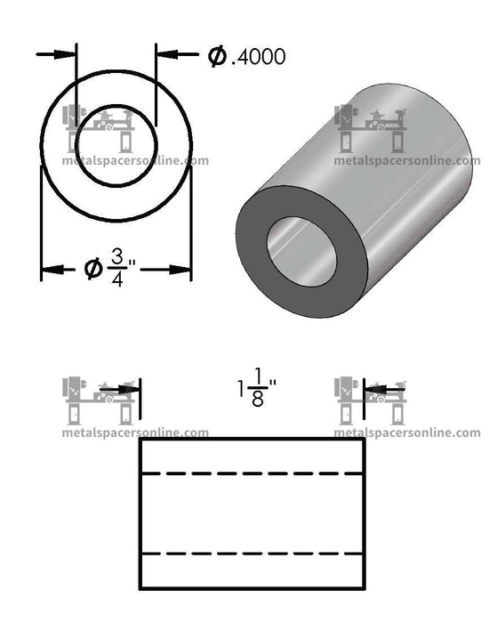 Mild Steel Spacer 3/4" OD X 3/8" ID - Metal Spacers Online