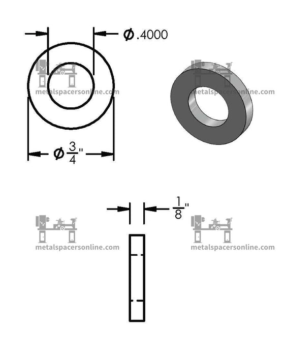 Mild Steel Spacer 3/4" OD X 3/8" ID - Metal Spacers Online