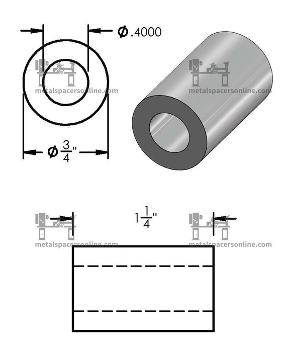 Mild Steel Spacer 3/4" OD X 3/8" ID - Metal Spacers Online