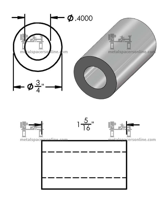 Mild Steel Spacer 3/4" OD X 3/8" ID - Metal Spacers Online