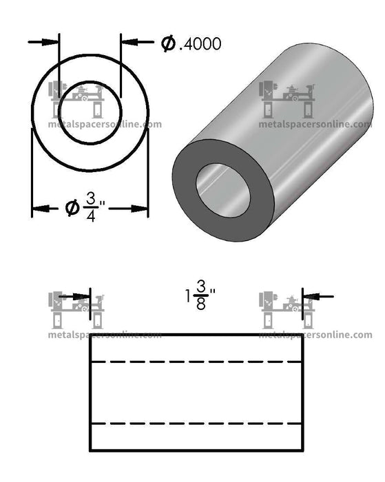 Mild Steel Spacer 3/4" OD X 3/8" ID - Metal Spacers Online