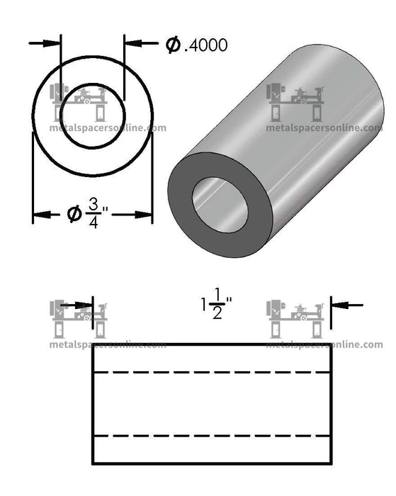 Mild Steel Spacer 3/4" OD X 3/8" ID - Metal Spacers Online