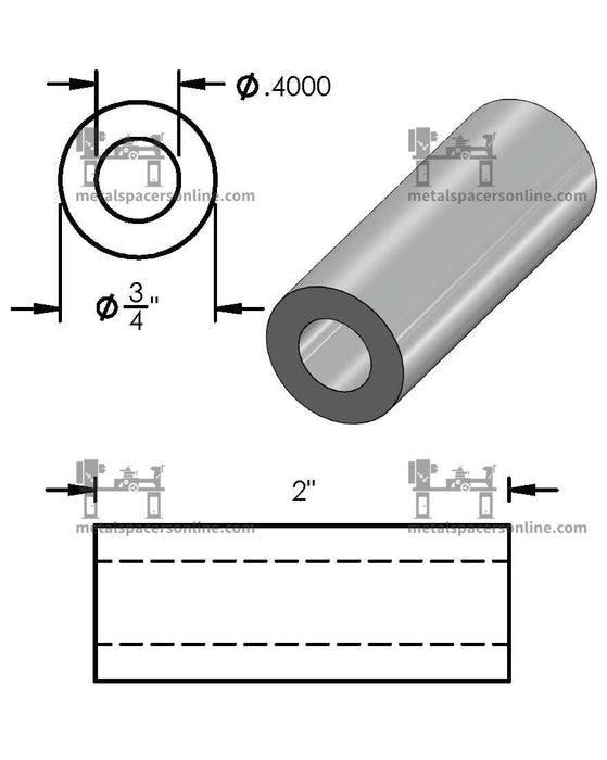 Mild Steel Spacer 3/4" OD X 3/8" ID - Metal Spacers Online