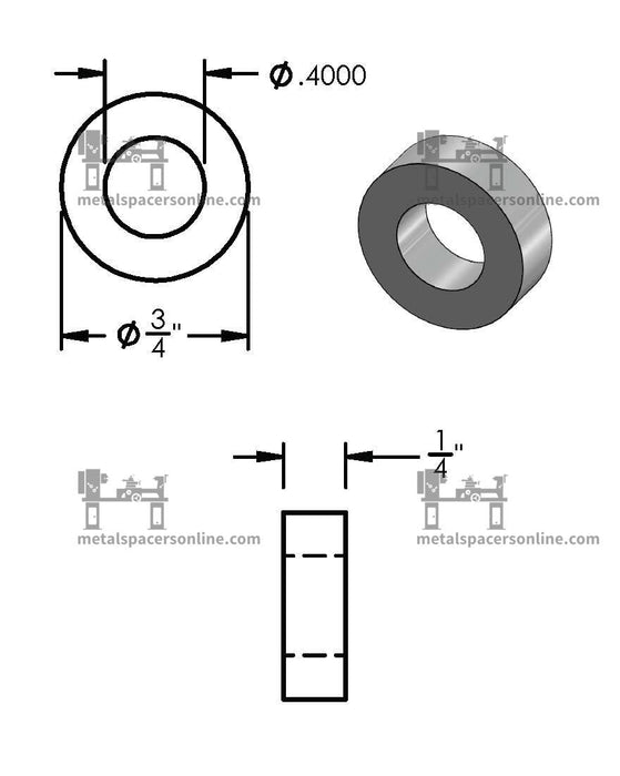 Mild Steel Spacer 3/4" OD X 3/8" ID - Metal Spacers Online