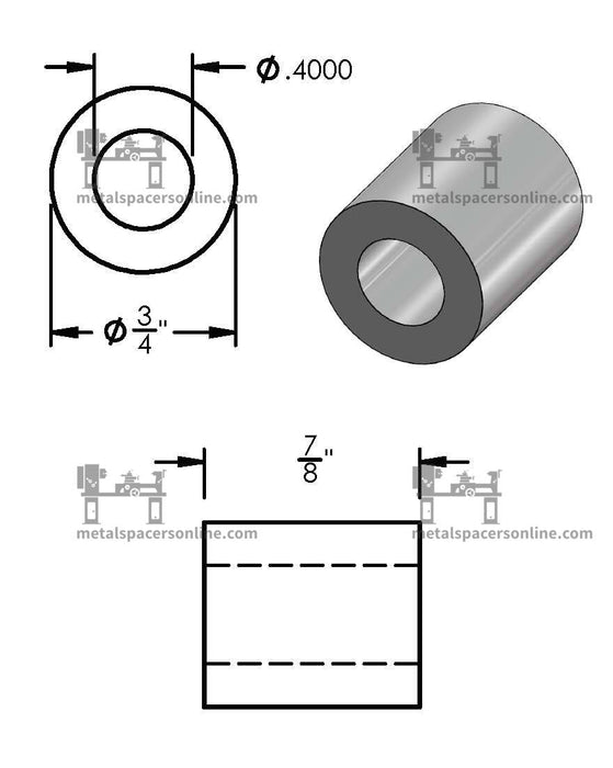 Mild Steel Spacer 3/4" OD X 3/8" ID - Metal Spacers Online